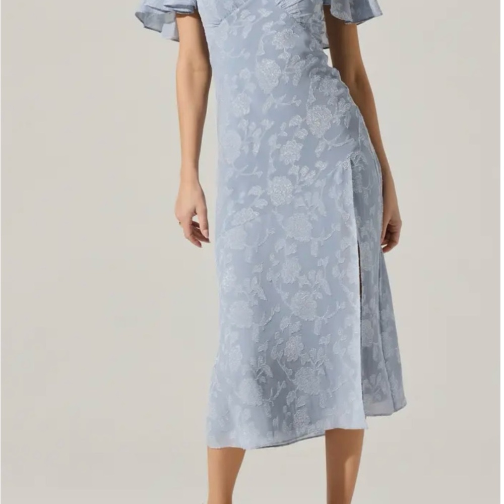 Astr Blue Wrap Tie Front Midi Dress
